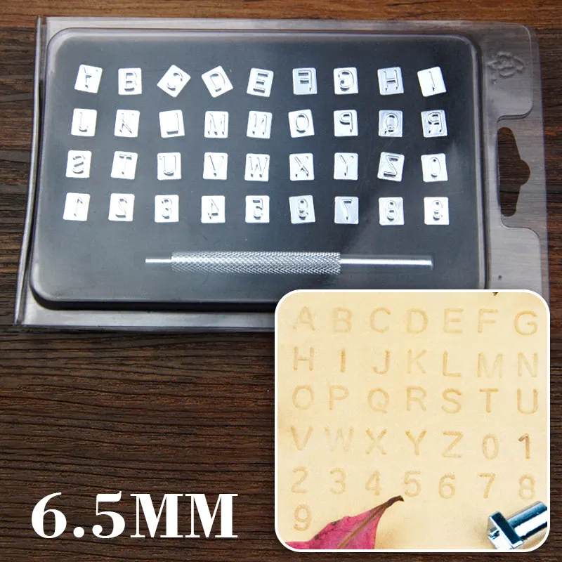 6.5mm 36Pcs 36 шт 3,5-6,5 мм кожаные инструменты Craftool стандартные буквы и Набор цифр штамп кожа и письмо логотип имя производство - Цвет: 6.5mm 36Pcs