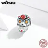 WOSTU-abalorios de calavera de Halloween, cuentas de esmalte plateado de Ley 925, aptos para Pulsera Original, collar, colgante, nueva joya 2022; ry CTC326 ► Foto 3/6
