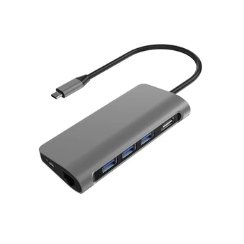 

HOT-Ult-Best 8-In-1 2Usb Port Type-C Hub Docking Station Support 4Kx2K Hdmi Ethernet Rj45 Lan Gigabit Sd/Tf Card Reader Pd Charg