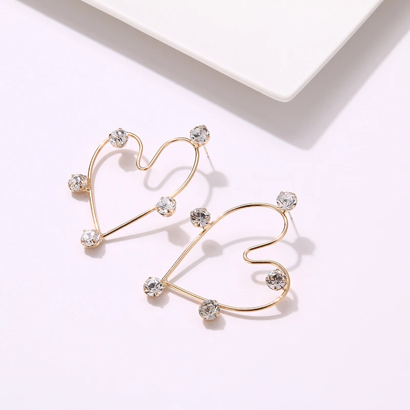 Yhpup, милые романтические серьги aritos de oro, 18 k, стразы в форме сердца, серьги-гвоздики, роскошные серьги со стразами и кристаллами, женские вечерние серьги
