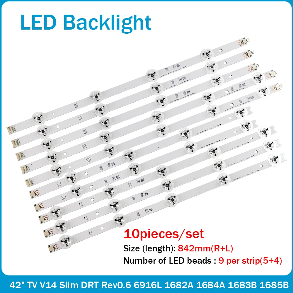 1Set = 10 Pezzi Striscia Led Per Lg 42 ''Tv 6916L-1683B 6916L-1682A Muslimah 42 Lb700V Muslimah 42 Lb730V 42Lb690V