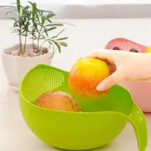 1 шт. домашний кухонный пластиковый сито для риса дуршлаг сито рисовая дуршлаг стиральная корзина с ручкой(зеленый маленький размер