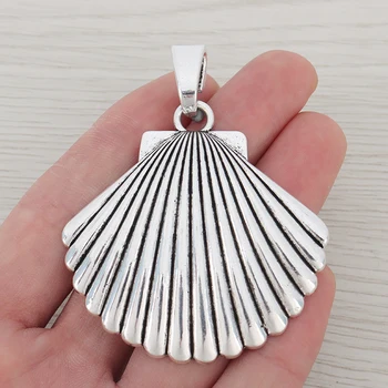 

3 x Metal Scallop Shell Trendy Necklace Large Charms Pendants for DIY Handmade Jewelry Making Finidngs 57x55mm