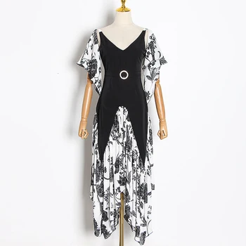 

HIGH QUALITY New Fashion 2020 Designer Runway Dress Women's Print Patchwork Asymmetrical DRESS