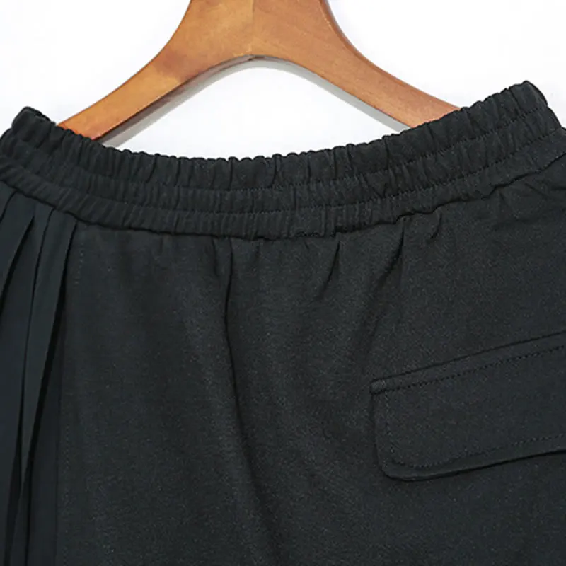 XITAO/Необычные плиссированные брюки-карандаш; Новинка; модные элегантные черные брюки с карманами и эластичной резинкой на талии; длинные брюки из двух предметов; ZLL4242