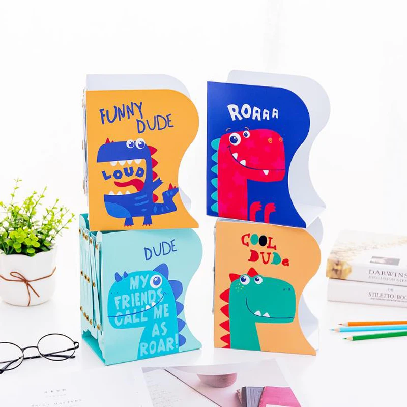 

1 Pcs Cute Dinosaur Telescopic Bookshelf Large Metal Bookends Book Holder Desk Holder Stand Organizer Gift Stationery