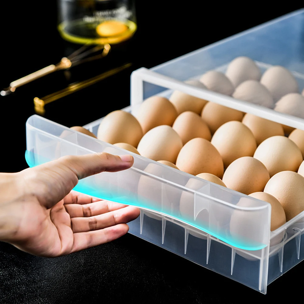 Storage Box Kitchen Storage Box Egg Storage Box Food Storage Container Food Storage Box Egg Storage Container Kitchen Supplies Transparent Refrigerator Egg Holder Organizer Egg Storage Box Drawer Box Case Double Layer Tray
