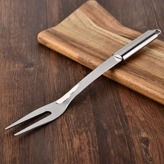 Villák Hús Acél Rozsdamentes Grill Sült Grillezés Bargitfaragás Főző Gyümölcsbilincs Steak Piknik - Image 5