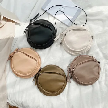 

Fashion Simple Crossbody Bags Small Round Bag Women Designer Handbag High Quality PU Leather Chain Mobile Phone Shoulder Bag