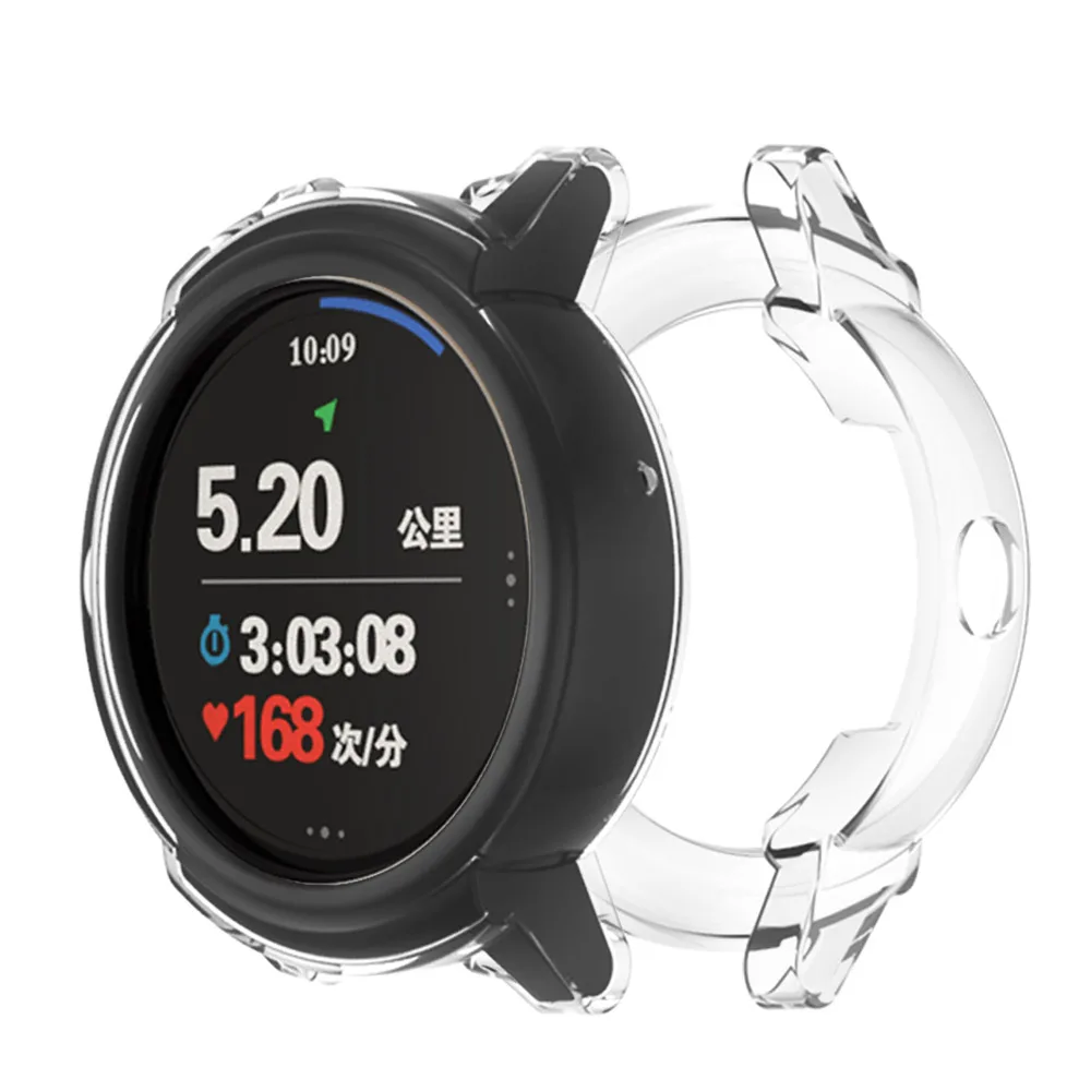 Transparent Чехол для Ticwatch E чехол для смарт часов для Tic Watch E Мягкий ТПУ силиконовый защитный бампер ультра-тонкая рамка аксессуары для часов - Цвет: Transparent