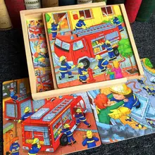 Puzzle en bois 3 en 1 pour enfants, véhicule de dessin animé/animaux, jouets éducatifs précoces pour bébés, cadeau d'anniversaire