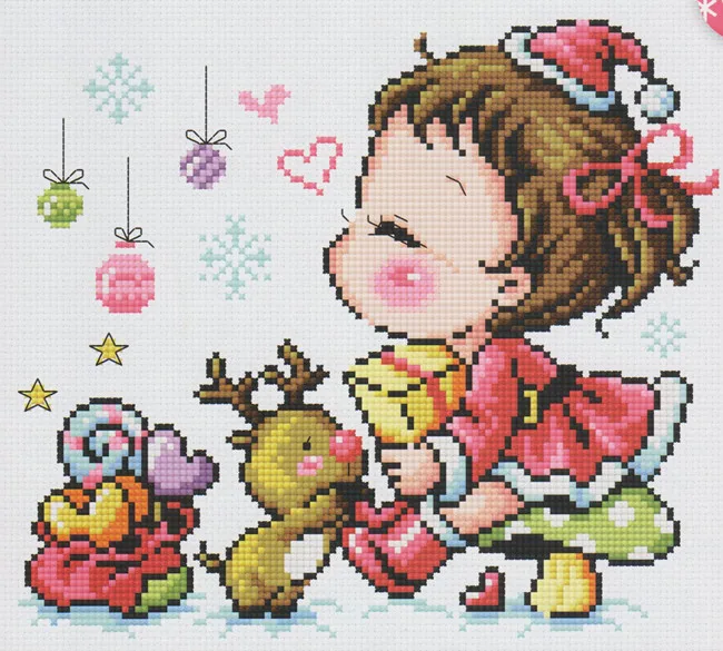 

HH Rabbit and fox with love cross stitch kit Animal cotton thread Love lock canvas stitching SODA 3192