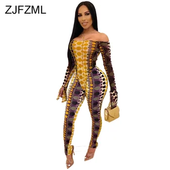 

Snake Leopard Plaid Print 2 Piece Set Women Clothes Off Shoulder Long Sleeve Bodysuit Top+Fitness Legging Plus Size Club Outfit