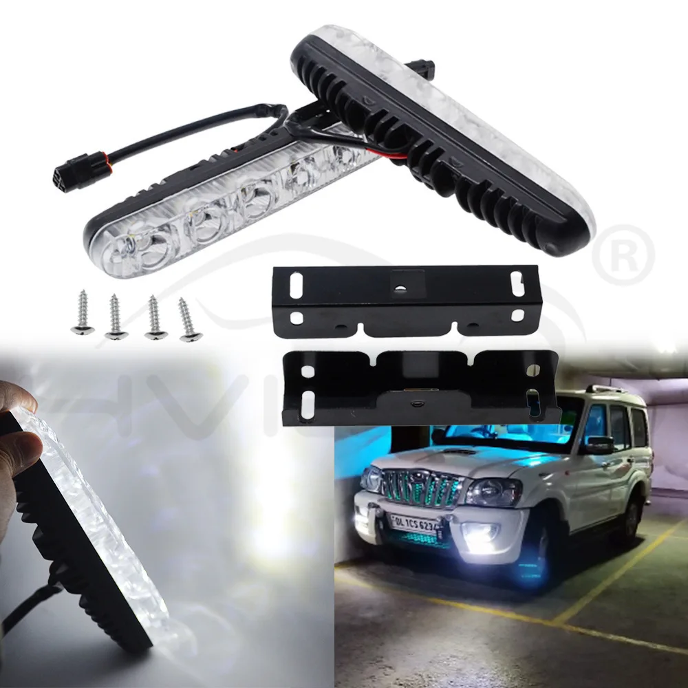 Hviero Auto Led Car Daytime Running Light 6LED DRL Turn Signal White DC 12V Head Light Driving Lamp Brake Light Parking Fog Lights