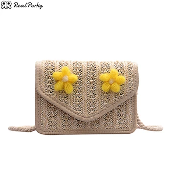 

Square Fashion Flap Women Shoulder Messenger Bags Female Handmade Woven Straw Bags Ladies Summer New Casual Rattan Beach Bags