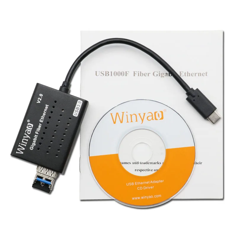 Winyao USB1000F-LX-C USB3.1 тип-c к SFP 1000 м Gigabit Fiber NIC Ethernet Сетевая карта для ПК ноутбука rtl8153 медиаконвертер