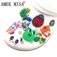 Одна распродажа 1 шт. ПВХ обувь очаровательные Черепашки/лягушка/Динозавр/Божья коровка/Тигр украшение для обуви для Croc jibz дети партии X-mas