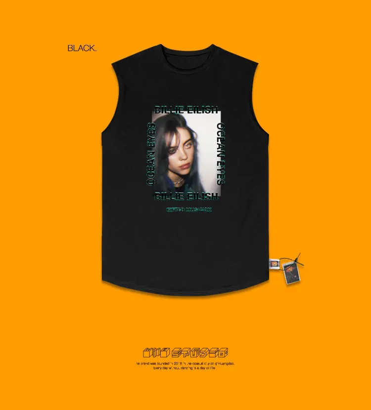 Портрет Bllie эйлиш пирус груша футболка Exceed Fire Cec Basics Cut The Sleeves Ulzzang School Wind