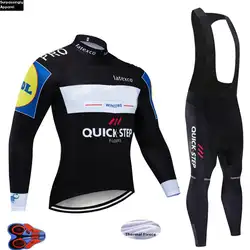 2019 Pro Team QUICK шаг Велоспорт Джерси с длинным рукавом зимняя флисовая Мужская велосипедная одежда спортивный велосипед горный велосипед