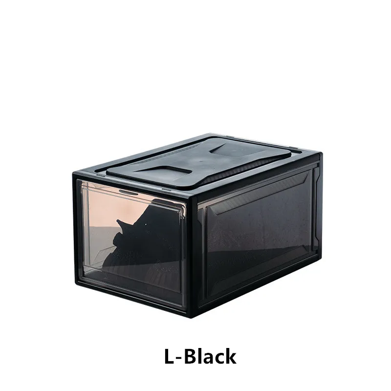 L-Black Прозрачная коробка для обуви кроссовки баскетбольная коробка для хранения обуви пластиковая коллекция шкафчик для мелочей пылезащитный органайзер для хранения обуви - Цвет: L-Black