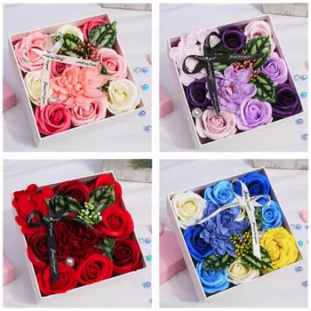 

Handmade Valentine Teacher's Day Rose Flower Box Gift for Home Garden Festive Party Decoration Artificial Rose Soap Flower。
