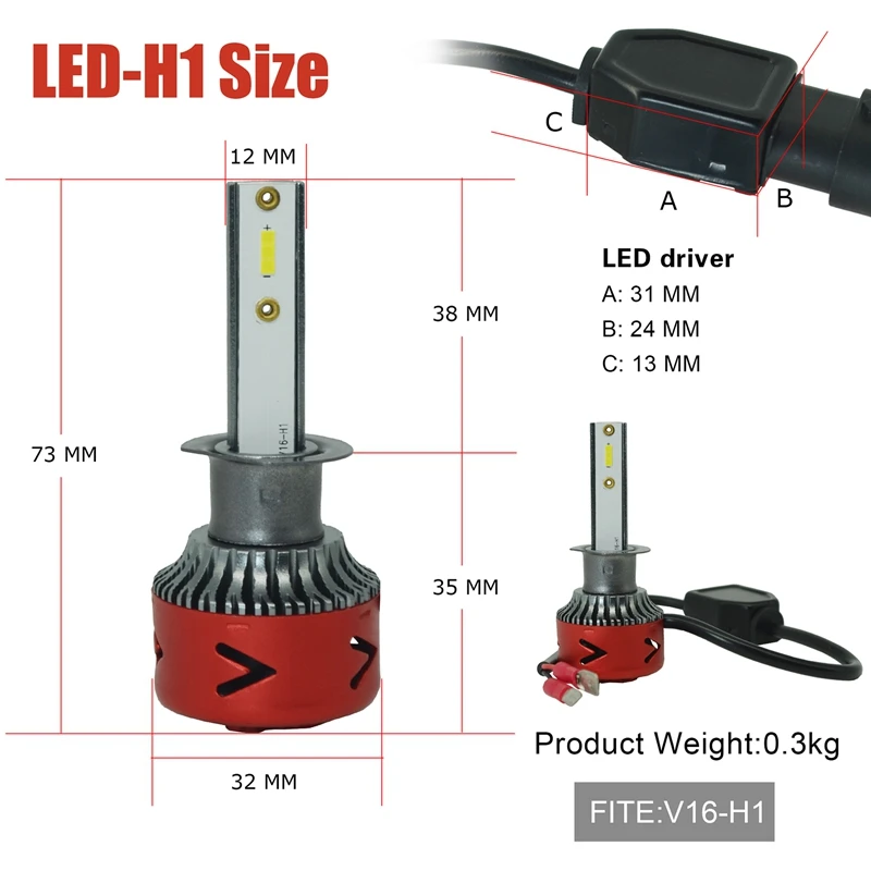 Новые продукты нового поколения автомобильные лампы Led V16 H1 Автомобильные фары Led H1 огни