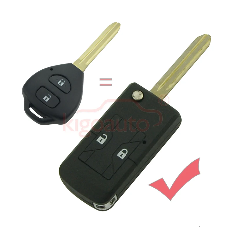 Для Toyota Corolla замена, Выкидной корпус дистанционного ключа 2 кнопки TOY43 Uncut Blade программируемый ключ для автомобиля Fob Case kigoauto