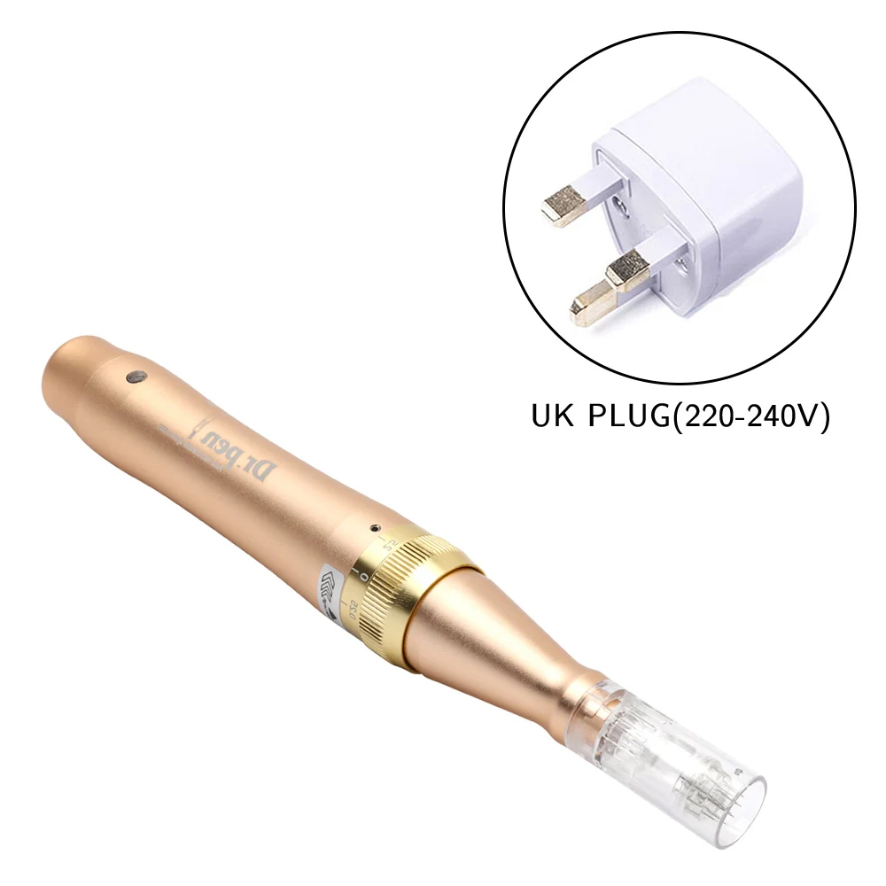 UK PLUG Дерма Ручка Доктор ручка M5-C микроиглы ручка штык протовые иглы картриджи ручка использовать с проводным кабелем Dr ручка уход за кожей Красота Инструменты - Цвет: UK PLUG