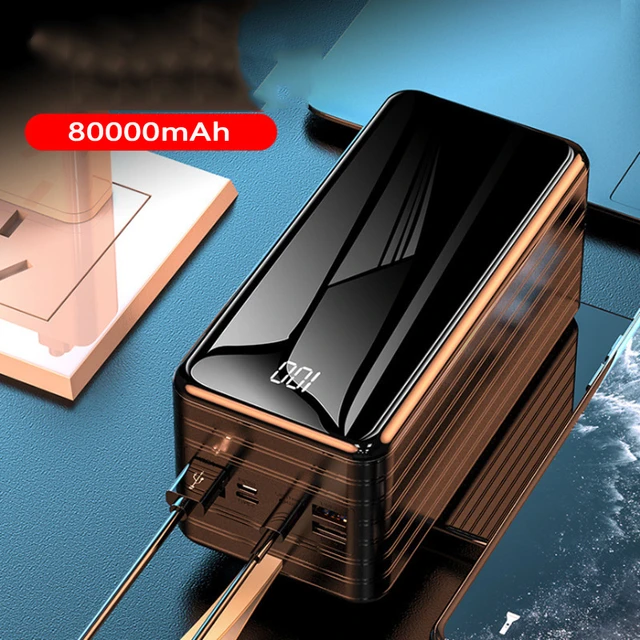 2023 Wireless 80000mAh Power Bank portatile ricarica rapida Powerbank solare  4 USB batteria esterna da viaggio