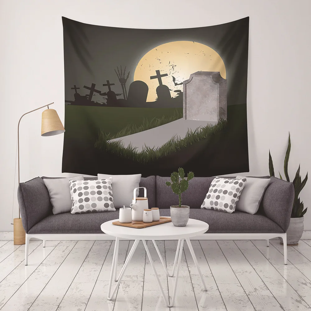 

Yaapeet 1pc Halloween Printed Wall Tapestry Polyester Party Wall Hanging Halloween Pretty Hanging Tapestry Festival Home Decor