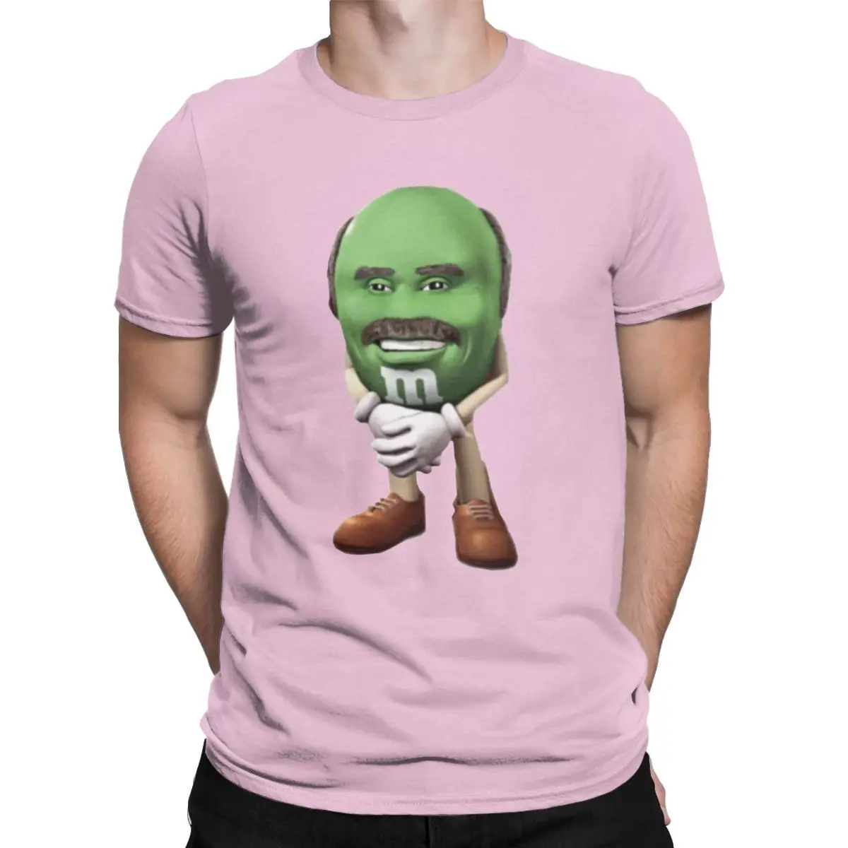 Dr Phil M& M's Chocolate Candy Character, футболки для мужчин, новинка, хлопковые футболки с круглым вырезом, футболки с коротким рукавом, Подарок, Идея, топы - Цвет: Розовый