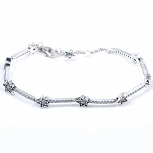 925 пробы серебряный браслет небесные звезды с кристаллами браслет подходит для женщин бисера Шарм Diy Европа ювелирные изделия