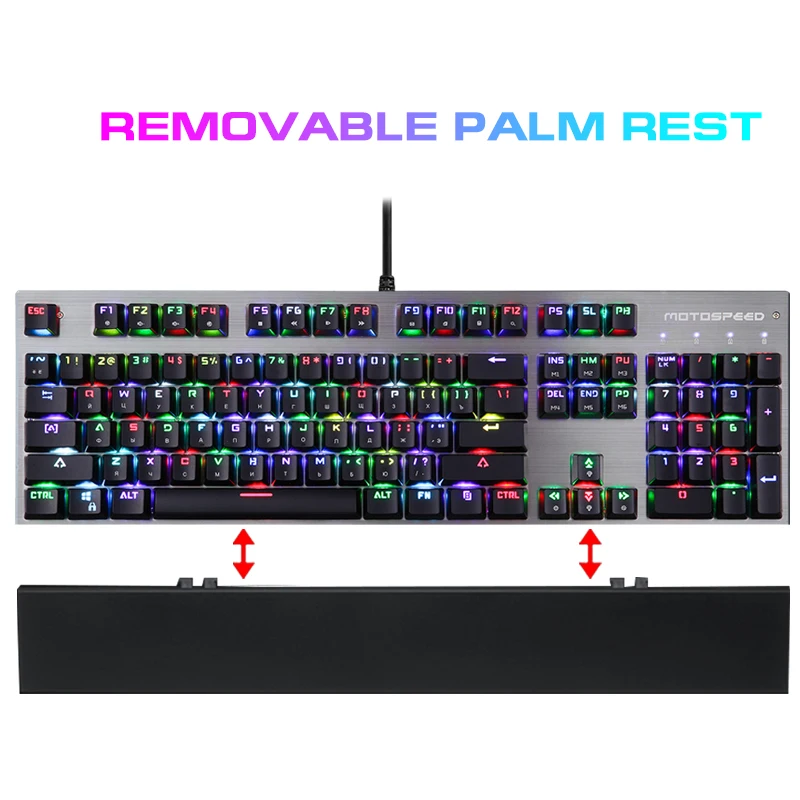Teclas com Fio Teclado a Laser com o Resto da Mão para Computador Motovelocidade Gaming Teclado Mecânico 104 Rgb Backlit Portátil Computador Gamer Ck108 - Imagem 3