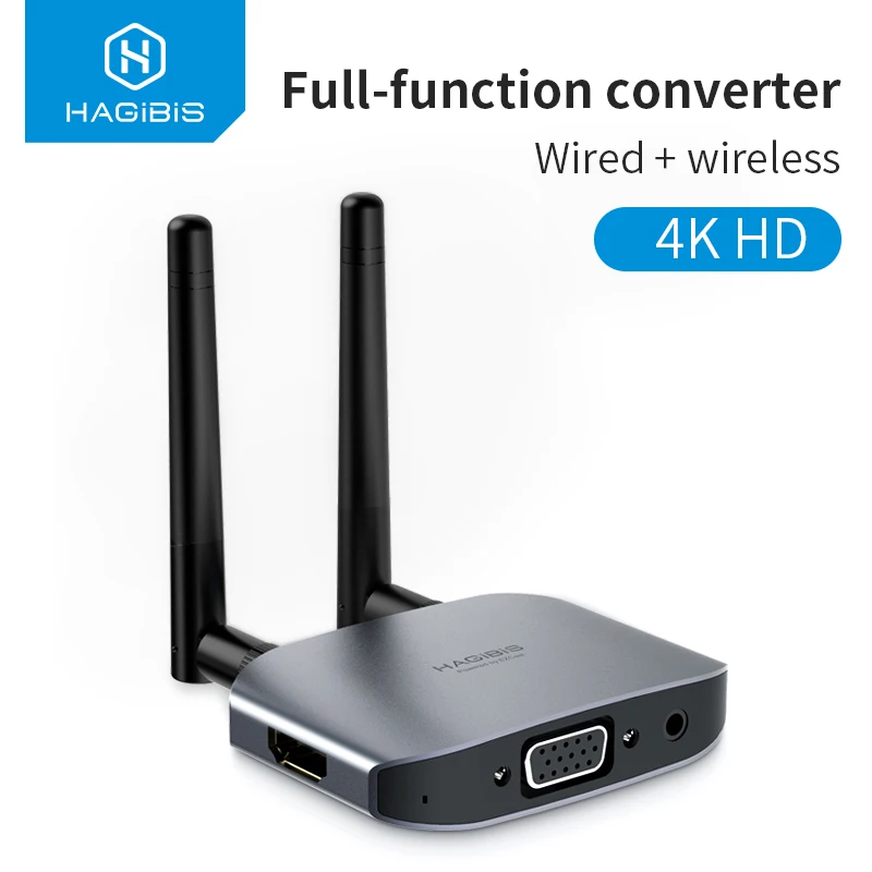 

Адаптер Hagibis 4K HD, VGA, HDMI, беспроводной Wi-Fi-дисплей, зеркальное отображение экрана, преобразователь видео и аудио
