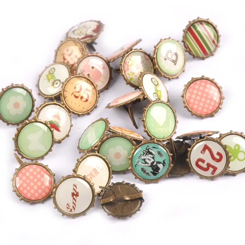 Смешанные Круглые бронзовые брэды для самостоятельной сборки Металлические