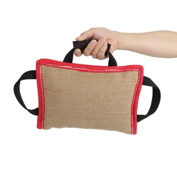 

Square Pet Bite Pillow Safe Linen Dogs Biting Pad With 3 Handles Pet Interactive Tug Chew Toys For Medium Large Dogs