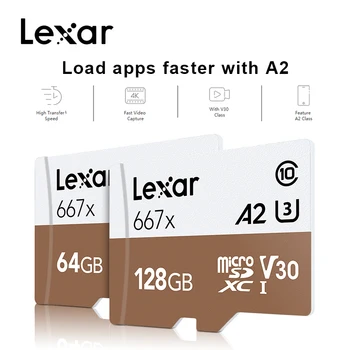 

Lexar Professional Memory Card 667x SDXC UHS-I Micro SD Card With Adapter 64GB 128GB 256GB A2 U3 V30 C10 TF Card for 4K Video