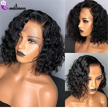 

13x6 Natural Blunt Cut Curly Bob Human Hair Wig Remy 150 Short Ombre Blond 613 Pre Pluck Curl Bob Lace Front Wig for Black Women