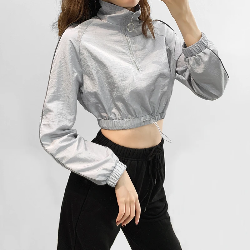 drawstring hem crop hoodie