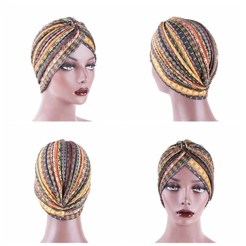 

Women Print Flower Knot Hair Caps Ruffle Hat Beanie Scarf Turban Head Wrap Knitted Night Sleeping Cap Hair Loss Accessories Tool