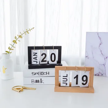 

Wooden Calendar Perpetual Flip Double Sided Daily Schedule Countdown Desk Calendar Agenda Organizer Home Adorn Office Ornaments