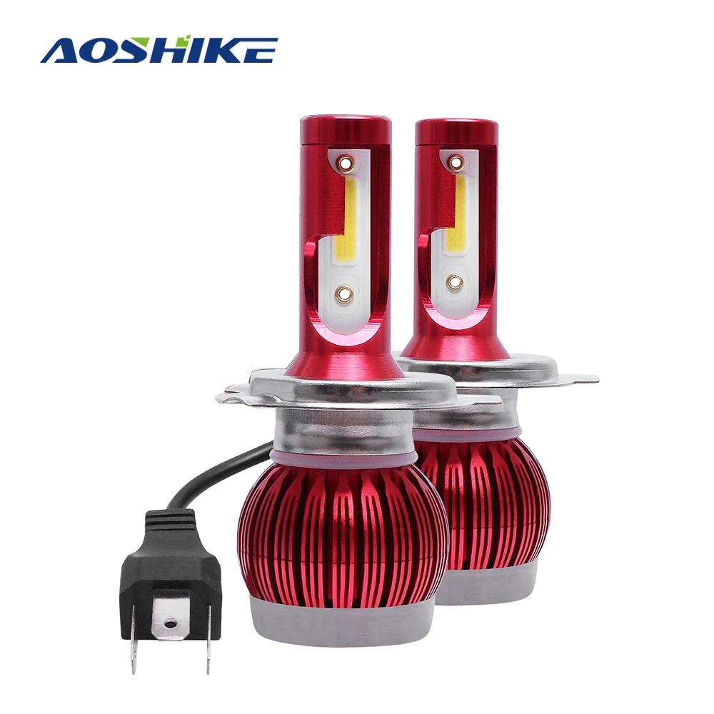 AOSHIKE 2 шт. мини 6000K 6500K 8000K автомобиля светодиодный Headlight24W 8000LM Алюминий H4 H7 H1 H11 Выделите прожекторная лампа для укладки огни