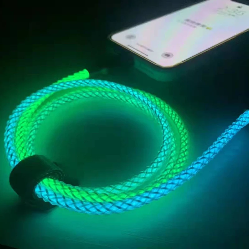 Светящийся светодиодный кабель 5А для быстрой зарядки USB Type C высокоскоростной