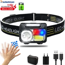 

Most Bright Headlamp USB Rechargeable Head Lamp Head Torch 5 Modes Waterproof Headlight Head Light with Motion Sensor LED Lamp