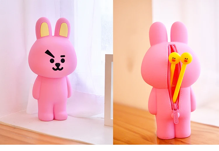 Креативный милый силиконовый пенал Kawaii Канцтовары Мультфильм Детская гелевая ручка чехол коричневый Медведь Кролик коала прекрасный ребенок студенческий подарок