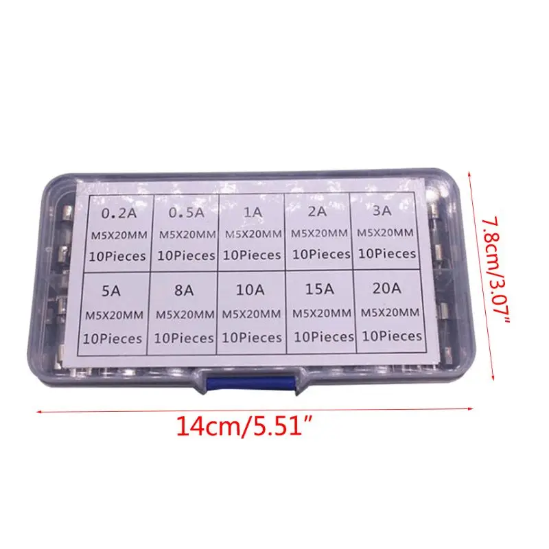 100 шт./кор. 5x20mm Fast Blow Стекло предохранители в ассортименте комплект 250V 0,2-20A для автомобиля грузовика
