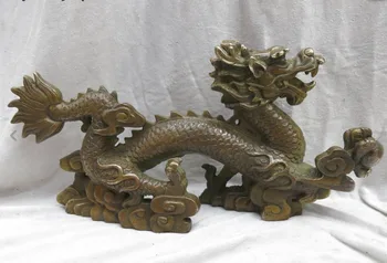 

zhmui8800626412<<+++15" China brass Feng Shui copper carved cloud dragon sculpture Statue