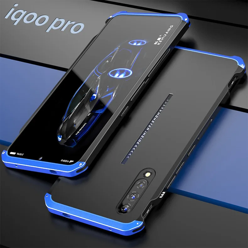 IQOO PRO Роскошный металлический корпус чехол для IQOO PRO алюминиевая рама 3D защитный чехол для Vivo S1 V15 S1PRO бампер чехол V15 pro - Цвет: Небесно-голубой