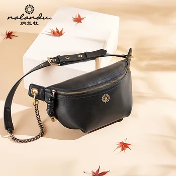 

Leather Waist Bag Fashion Chest Bag Single Shoulder Bag Cowhide Handheld Oblique Satchel Bag Purses