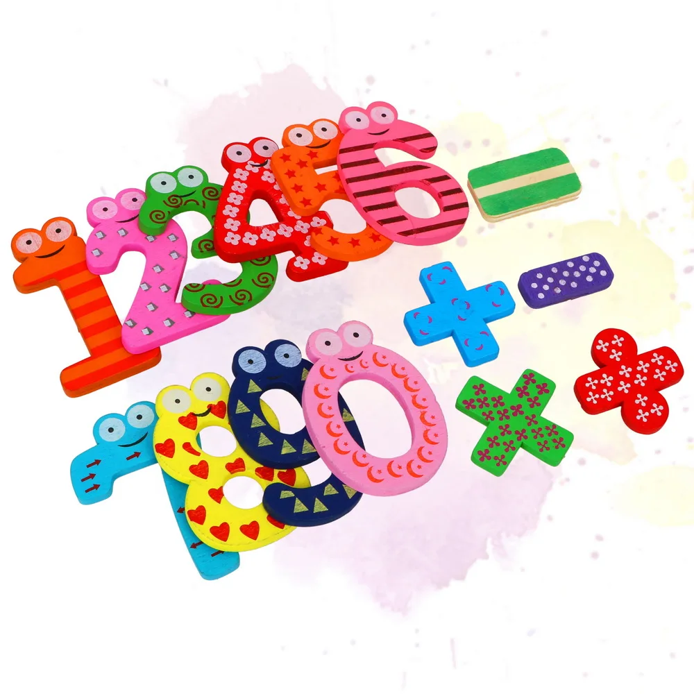 Мультфильм образовательная игрушка для детей 15 шт./лот цифры холодильник магнитный холодильник стикер деревянная доска сообщений наклейка милое украшение для дома